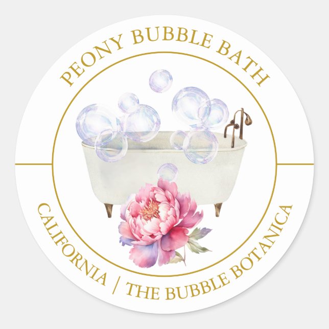 Etikett för Peony Bubble Bath (Framsida)