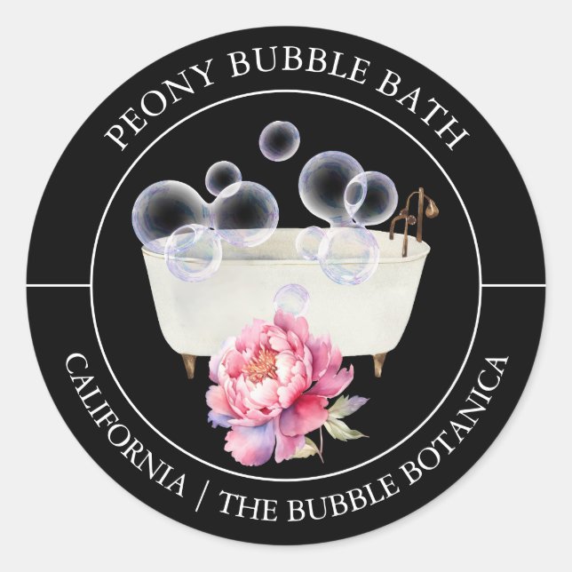 Etikett för Peony Bubble Bath (Framsida)