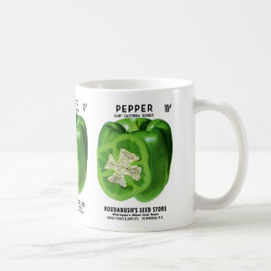 Etikett för pepparfröpaket kaffemugg