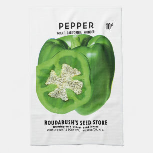 Etikett för pepparfröpaket kökshandduk