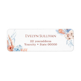 Etikett för persiko- och blå tropisk återvändandea returadress etikett