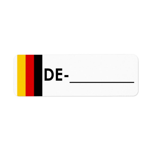 Etikett för postkorsning-ID Tyskland "Flagga Stil" Returadress Etikett (Framsidan)