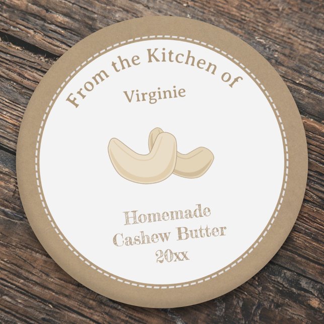 Etikett för pott- och svalkskryckelfilter (Kraft & Rustic Cashew Butter Label Sticker)