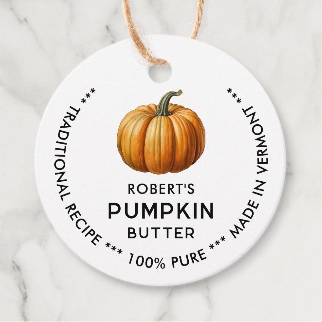 Etikett för pumpasmsår med vintagepumpa (Framsida)