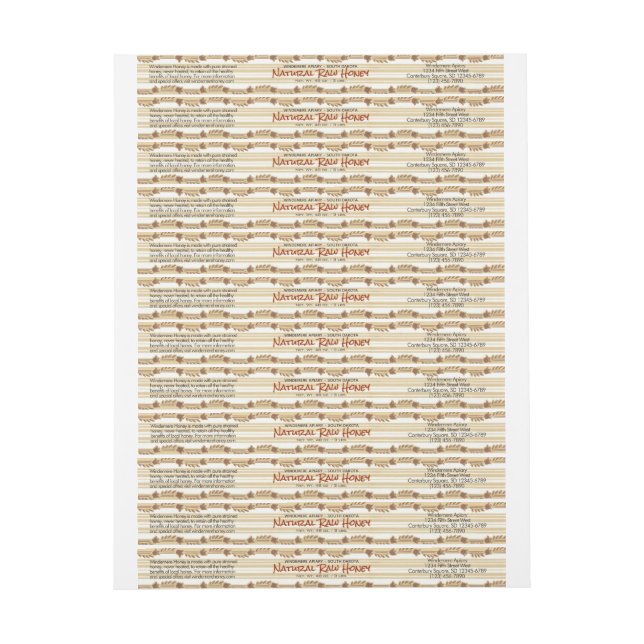 Etikett för rå honungsfärgsfärg Blommigt Gräns hon (Ark)