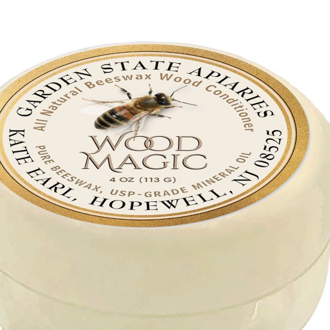 Etikett för realistisk bibävax-träbalk (Skapare uppladdad)