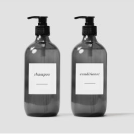 Etikett för redigerbar Shampoo-villkorsmatris