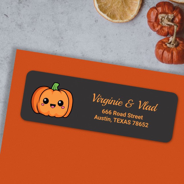 Etikett för returadress för Cute Pumpkin Returadress Etikett (Cute Pumpkin return address label)