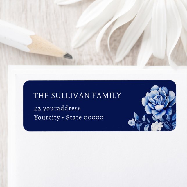 Etikett för returadress för vattenfärgsblå blomma returadress etikett (Insitu)