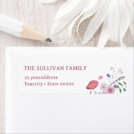 Etikett för returadress för Wildblommor Returadress Etikett