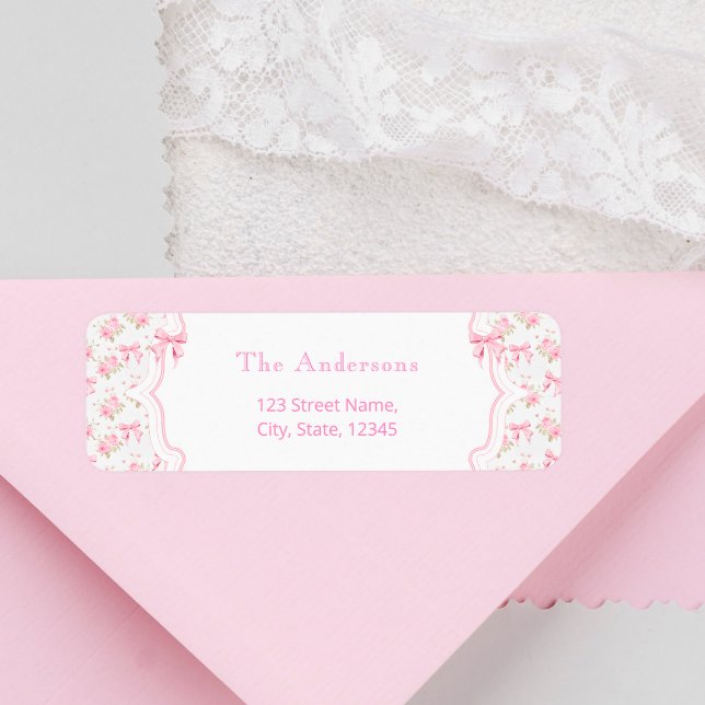 Etikett för  Rosa Blommigt Baby Shower Returadress Etikett (Skapare uppladdad)