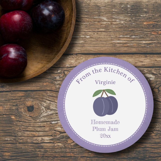 Etikett för Rustic Plum Sylt (Rustic Plum Jam Label Sticker)