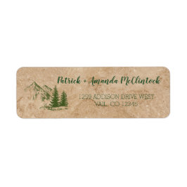 Etikett för Rustic Scenia Mountain Range Bröllop Returadress Etikett