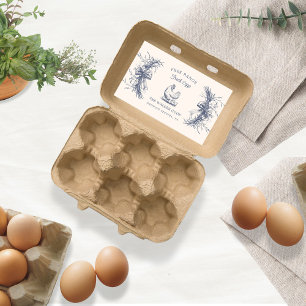 Etikett för Rustic Sketched Farmhouse Egg-kartong Fraktsedel