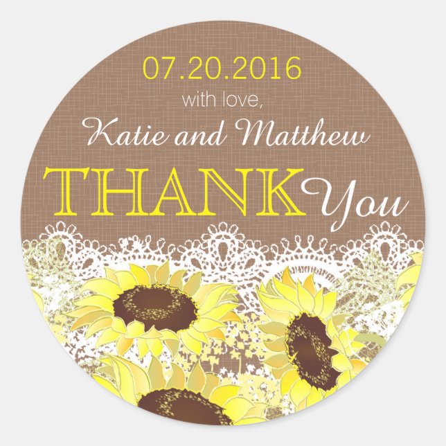 Etikett för Rustic Solros Snöre Tack (Framsida)