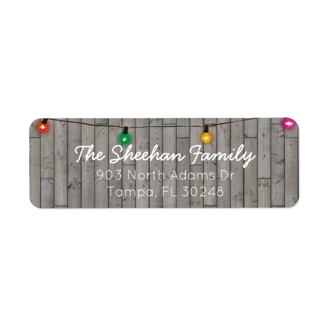 Etikett för Rustic String Ljus Returadress Etikett (Framsidan)