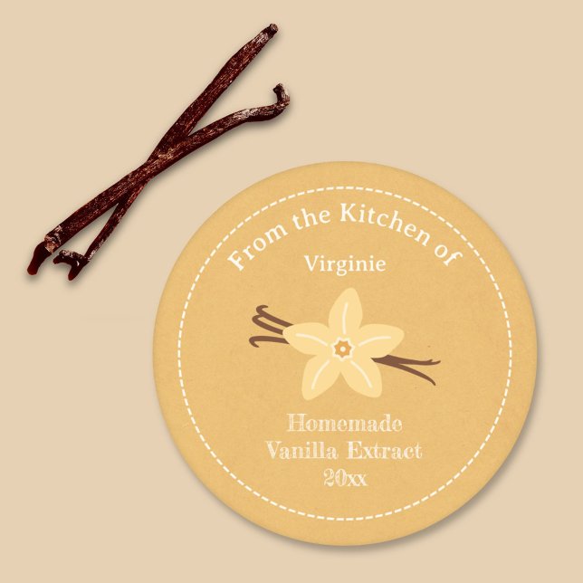 Etikett för Rustic Vanilla Extract (Rustic Vanilla Extract Label Sticker)