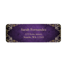 Etikett för rustik Lila guld ram Returadress Etikett