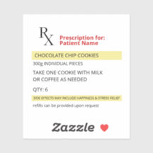 Etikett för RX-förskrivning för Novelty för roligt