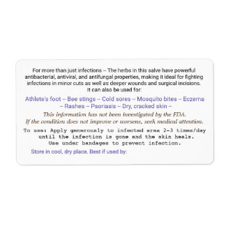 Etikett för salve burk. fraktsedel