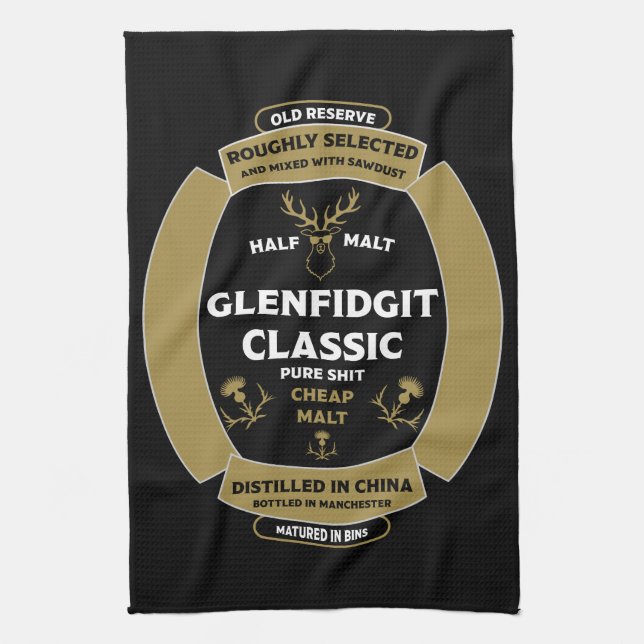 Etikett för Scotch Whiskey Kökshandduk (Vertikal)