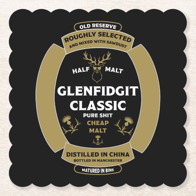 Etikett för Scotch Whiskey Underlägg Papper (Framsida)