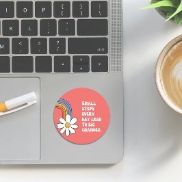 Etikett för självmotivation med Daisy och regnbåge