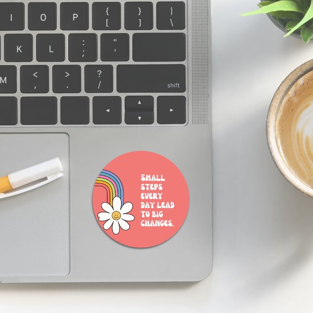 Etikett för självmotivation med Daisy och regnbåge (Self Motivation Sticker with Daisy & Rainbow)