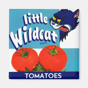 Etikett för små tomater av Wildcat låda Magnet