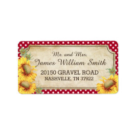 Etikett för solblommor Rustic Land Picnic Bröllop Adressetikett