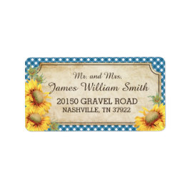 Etikett för solblommor Rustic Land Picnic Bröllop Adressetikett