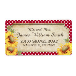 Etikett för solblommor Rustic Land Picnic Bröllop Fraktsedel