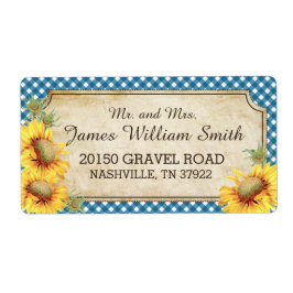 Etikett för solblommor Rustic Land Picnic Bröllop Fraktsedel