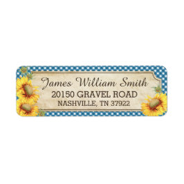 Etikett för solblommor Rustic Land Picnic Bröllop Returadress Etikett