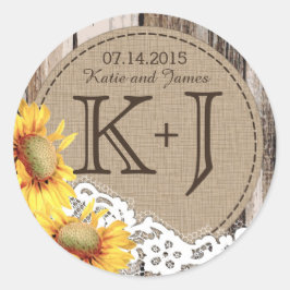 Etikett för solblommor Wood Snöre Rustic Landsbygg