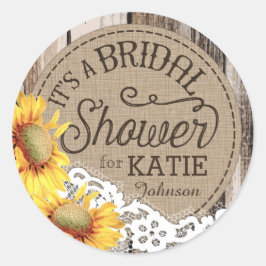 Etikett för solblommor Wood Snöre Rustic Möhippa