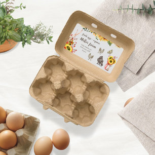 Etikett för solrosfarmhouse Rustic Script Egg Cart Fraktsedel