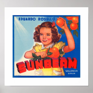 Etikett för solstrålens Orange Poster