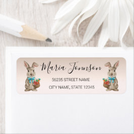 Etikett för söt tecknad i glad påsk returadress etikett