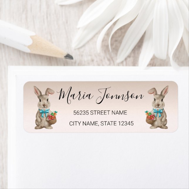 Etikett för söt tecknad i glad påsk returadress etikett (Insitu)