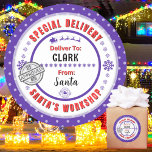 Etikett för speciell Delivery Santa to Child Lila<br><div class="desc">*** Rekommendera 3-tumsmärken för denna vackra och söta Till- och Från speciell leverans från julklapp-märkrn. Det är också enklare att skriva på avslutat Matte.*** Dina julklappar i barnen ser episka ut med dessa roligt-, färgstarka och personlig-etiketter. Utformningen har ett Speciellt leveranstema som är rakt från Santa's Workshop i Nordpolen; komplett...</div>