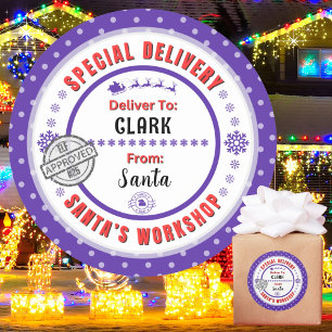 Etikett för speciell Delivery Santa to Child Lila