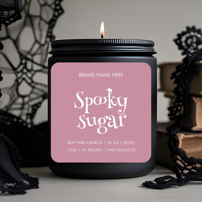Etikett för Spooky Sugar Candle | Anpassningsbar R (Skapare uppladdad)