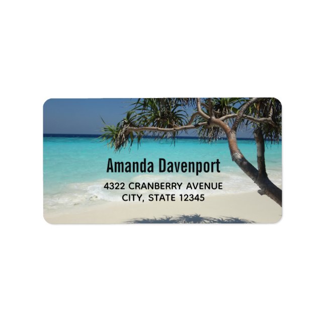 Etikett för sunny Tropical Beach Ocean Paradise La Adressetikett (Framsidan)