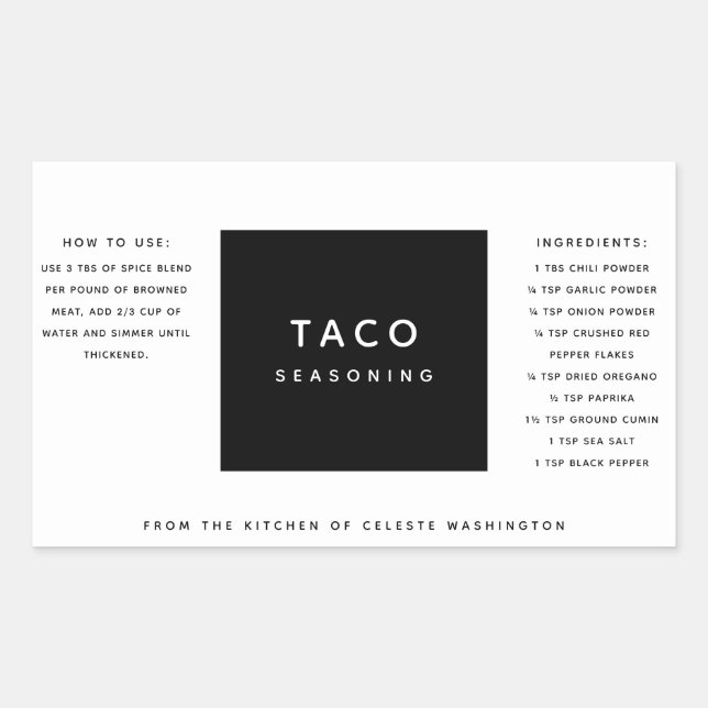 Etikett för svartvit minimal blandning av spice-gå (Framsida)