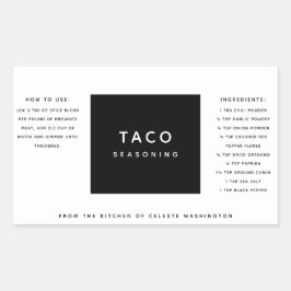 Etikett för svartvit minimal blandning av spice-gå