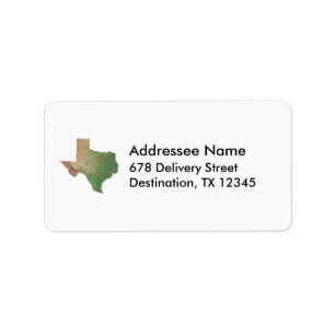 Etikett för Texas kartaadress Adressetikett