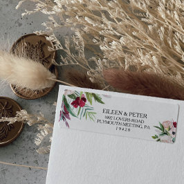 Etikett för Tropical Blommigt and Greenery Return- Returadress Etikett