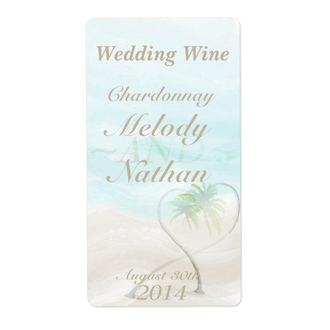 Etikett för tropiskt Beach Wedding Vin Fraktsedel (Framsidan)