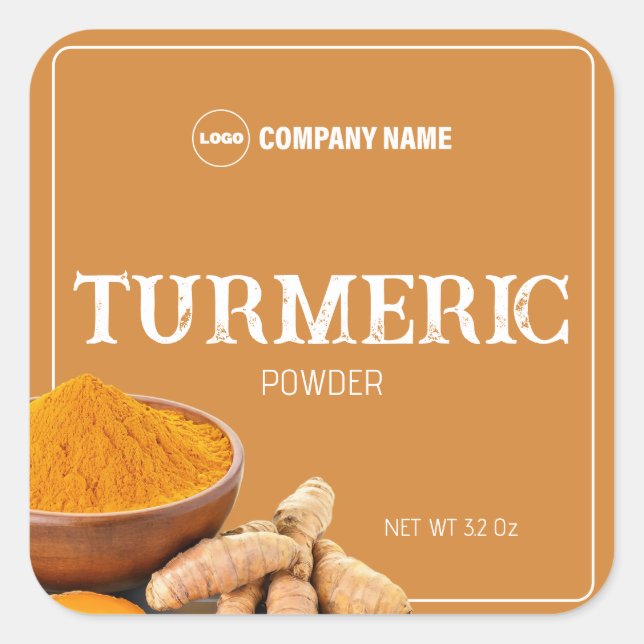 Etikett för Turmeric Spice Anpassningsbar (Framsida)